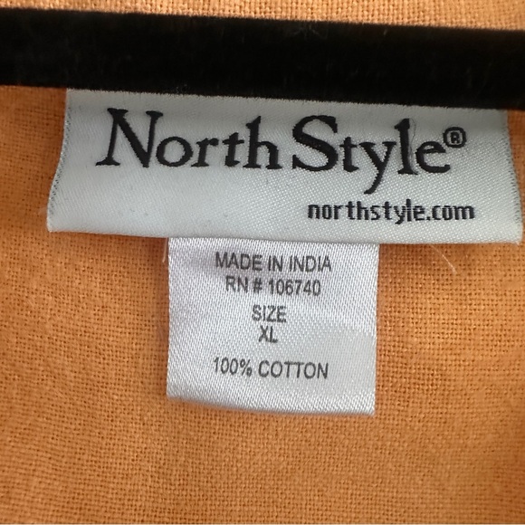 NorthStyle Orange Casual Woman’s Button Down Shirt 100% Cotton Bright & Happy - Picture 2 of 8